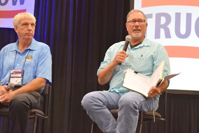 Buchs (right), speaking as part of a panel discussion in Overdrive‘s Partners in Business seminar series at GATS in August.