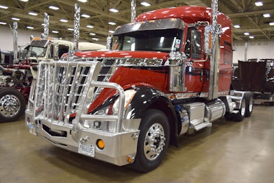 Billy Burrell of Foley, Alabama, says the herd bumper on his 2016 Lonestar has protected his truck many times from deer and other large wildlife when hauling in Canada, Alaska and the lower 48. The truck’s side graphic is based on a Native American design, he says. (Photo by Max Heine)