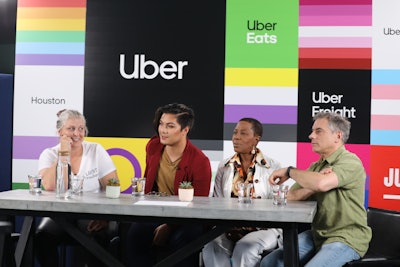 LGBTQ truckers shared their stories as part of a Houston Pride Panel hosted by Uber Freight this summer. From left are support group founder Shelle Lichti, Michael Savino, Georgie Oliver and Marcus Raye Pérez.