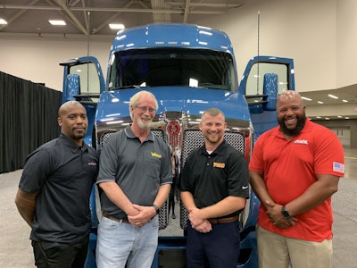 The four finalists for the Transition Trucking: Driving for Excellence Award, from left to right, are: Steven Harris, Wade Bumgarner, Christopher Bacon and Joseph Campbell. The winner, to be announced in December, will receive a fully-loaded Kenworth T680.