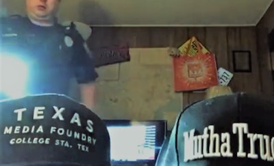 This screen capture shows the moment police entered Lawson’s office, captured by his ongoing live stream.