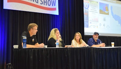 From left: Scott Grenerth, of Truck Specialized Parking Services; Sherry Pifer, of the Texas DOT ; owner-operator Ingrid Brown; and trucker Jack Smith.