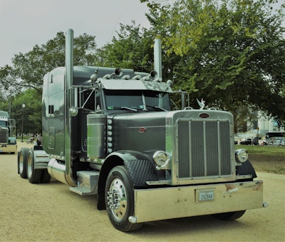 View from the passenger side on owner-operator Hutchens’ 1996 Pete.