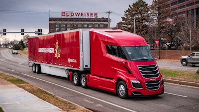 Nikola’s hydrogen-electric truck picked up the load of beer and delivered it to Anheuser-Busch local wholesaler partner, Lohr Distributors.