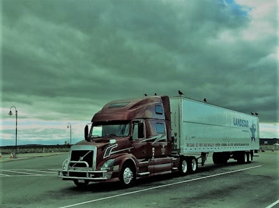Owner-operator Ivan Mikhov hauls in this 2013 Volvo 780 he purchased at auction through Richie Bros. in order to comply with California’s emissions regs. Those regs came within a hair’s breadth of stranding him out of his home state when a CARB extension ran out for his former 2004 model year truck years ago. Now, however, he’s one of thousands of owner-operators facing an even more dire threat of the state’s A.B. 5 law.