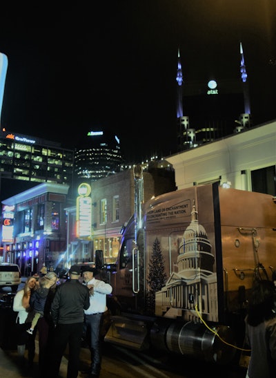 Ricardo Leon of the U.S. Forest Service has been traveling with the tree since the beginning of its tour across the country. He rode shotgun with Wilbanks’ Josh Garcia from San Antonio to Georgetown, Texas — population about 50K. There, Leon says, it felt like the entire town was there to greet the rig. He says as many as 6,000 people lined the roads as it came in.