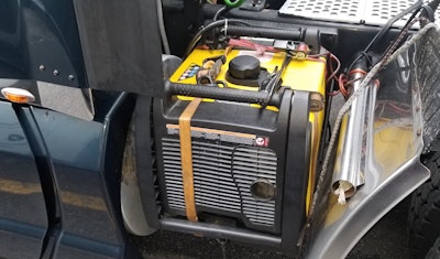 The Champion 3150 generator is installed on the driver side of the vehicle, as shown. Covered, “I can’t hear it” inside, Greenberg says. Depending on temps, he typically gets seven to 10 hours of use out of fewer than two gallons of gas. Side benefit of the oversize generator: “I can add a space heater for those balmy January evenings up north.”