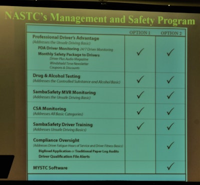 The services checked in the first column are part of the MSP at a cost of under $40 a month per truck, David Owen shared this slide at NASTC annual meeting a few weeks ago.