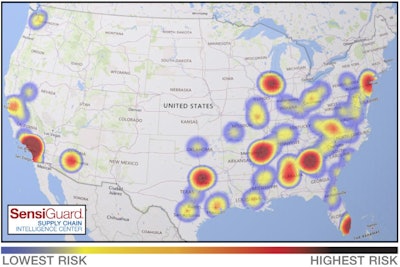Cargo theft recording firm SensiGuard recorded 165 thefts in 2019’s third quarter worth an average of $155,709. California accounted for 26% of total thefts across the U.S.