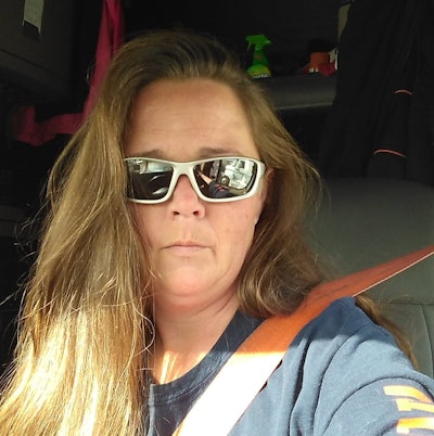 Driver Rebecca Peoples has no home to return to.