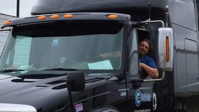 Celadon driver Jack Rivera submitted this photo of him behind the wheel of a Celadon-branded Peterbilt.