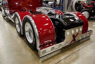 Among custom additions to the rig include the rear fenders and a custom fifth wheel.