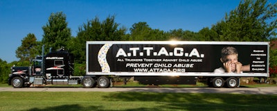 Outreach to trucking companies large and small is part of ATTACA’s efforts, the org hopeful for many more examples of truck-trailer combos like this one of Timms’, advertising the org’s mission.