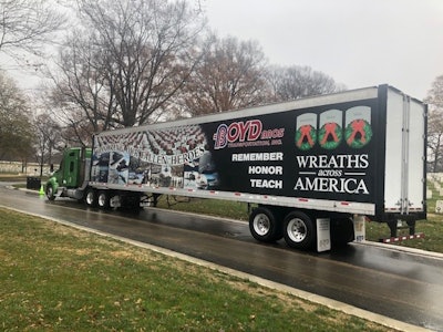Boyd Brothers Transportation helped deliver wreaths for this year’s Wreaths Across America event. Boyd Brothers was one of six Daseke companies to participate in Wreaths Across America Day on Saturday, Dec. 14. (Photo courtesy Daseke)