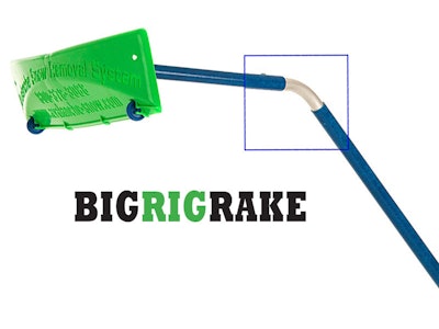 The Big Rig Rake, sold by Avalanche, is a two-foot plastic scraper attached to four four-foot fiberglass poles that drivers can use to scrape the roofs of their trailers to remove snow.