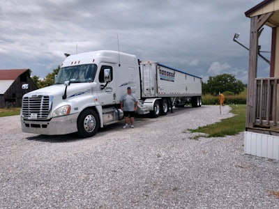 Jerry Dunbar hauls mostly granular grain or powder with his Freightliner Cascadia and a new company trailer.
