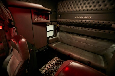 The sleeper features a couch and upper bunk. “It’s livable. Home away from home,” Hicks says.