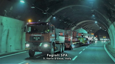 In spring 2018, Fagioli moved two 170-ton rotors via roadway to a power plant located in the mountains of Premadio – 1,250 meters above sea level. Two low-capacity bridges on the route to Premadio (which traversed three different Italian regions) had to be mitigated via the installation of over-bridge structures, and narrow roads through small towns with roundabouts proved challenging for the convoy. Other over-bridge structures and bridge reinforcements had to be engineered on the spot during the haul as well. After nine nights in transit, the final leg of the haul proved the most difficult, when a steep slope resulted in a third convoy modification before the rotors were finally able to be installed in their new location.