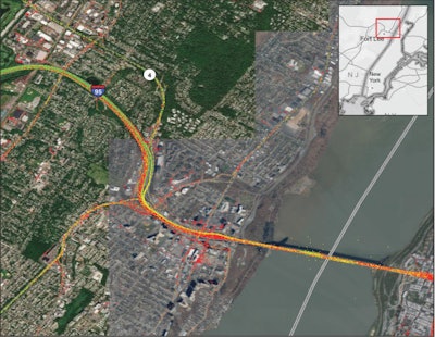 The interchange of I-95 and State Route 4 near the George Washington Bridge in Fort Lee, New Jersey, is the worst truck freight bottleneck in the country, according to ATRI data.
