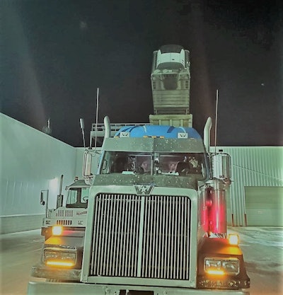 Goodwin hauls in this 2000 Western Star, powered by a 60 series Detroit and shown here unloading potatoes.