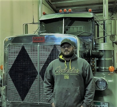 After some years a company driver, owner-operator Mike Todd has been in business for himself for seven years now with this 1985 Peterbilt 359.