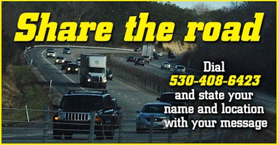 Every few days, check back here to OverdriveOnline.com and look for the “Share the road” marker in story headlines for the latest question, from a member of the motoring public, and some former and current professional drivers, to you. Your responses may be utilized to answer listener questions in one of the Over the Road podcast‘s special off-week Channel One Nine Special episodes, building a bridge between the trucking community and the uninitiated throughout the nation.
