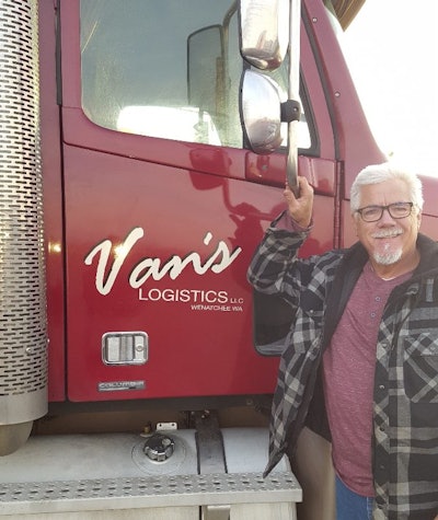 Bob Van Liew and his 2006 Freightliner Columbia. He and wife Jan own and operate Vans Logistics.