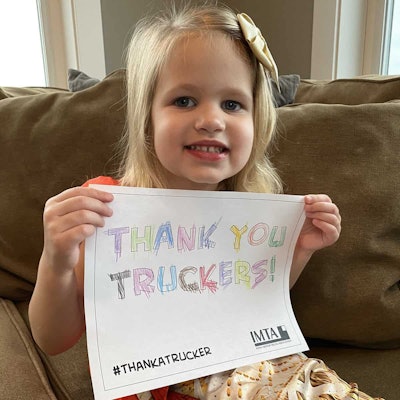 Mara Stevens, daughter of Iowa Motor Truck Association Communications Director Janelle Stevens, was among many Iowa children who colored in #thankatrucker sheets distributed by IMTA.