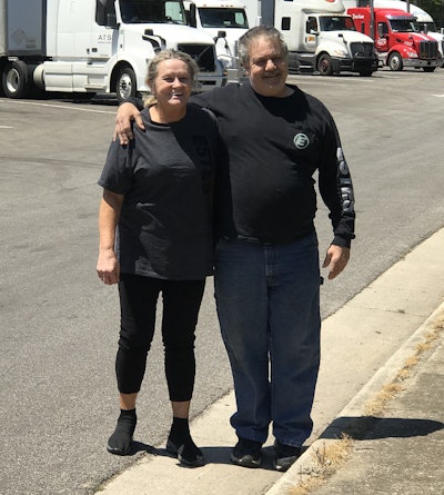 Keith and Robin Black, team drivers for Estes Express Lines, stopped to get a meal from Randall-Reilly and Chick-fil-A Tuesday.