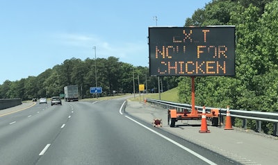 Alabama DOT set up signs before the rest area entrance to let truck drivers know they could get a free meal.