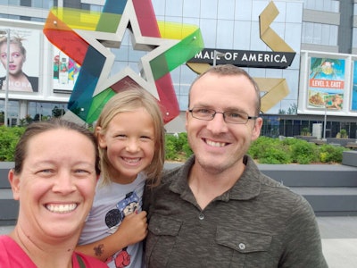 Owner-operator Andrew Brooks took his wife Sara and their 7-year-old daughter on the road in April, and the family hasn’t been home since. Brooks has been trying to run as many miles as possible to try to boost his take-home pay since rates are so cheap. “It’s a family business,” he said.