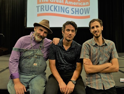 Overdrive‘s Dills (center) thanks these two capable hands (Marhoefer, left, and the OTR silent partner, mixmaster producer Ian Coss) for all the work put in on this and the remainder of the Over the Road series. Track back through the episodes via this link, or over at OvertheRoad.fm.