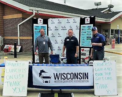 Wisconsin Motor Carriers Association’s ongoing appreciation drive for the professionals | The WMCA has delivered appreciation for the work of professional truck drivers during the COVID-19 pandemic in the form of 900 $10 Kwik Trip gift cards, which have been in distribution around the state at Kwik Trip locations. The association’s ThankATrucker fundraiser’s proceeds are being used to purchase $10 Kwik Trip gift cards which drivers may use for breakfast, lunch or dinner meals. Through the generous donations of WMCA member companies and individuals, nearly $9,000 was raised within one month. They have so far successfully reached more than 300 drivers, with events ongoing — next up, June 4 at the Kwik Trip in Mt. Pleasant, Wisconsin.