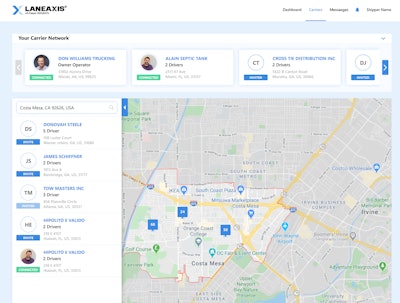 A rendering of LaneAxis’ FreightLink network, which the company says is intended to connect shippers and carriers. LaneAxis CEO Rick Burnett said the company is pushing to launch its network in July.