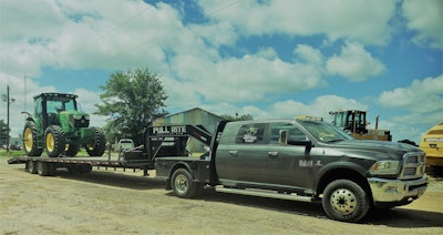 Joey Terra of Marshall, Texas, you may well recall from my feature series on hotshot trucking that ran a few weeks ago on the site and is in our August print issue (headed subscribers’ way if you haven’t gotten it already). Terra hauls in this 2015 Ram with a 7-foot flatbed. The 40-foot gooseneck trailer he pulls was built by the Pull Rite company. It’s spec’d with two 12,000-lb.-capacity axles, though often enough Terra runs trailer-less, if the load fits.