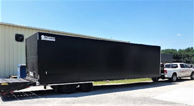 The S2 Transport three-truck fleet’s drivers pull in 2018 Ram 3500 trucks outfitted with fifth wheels for better stability. One of the company’s trailers, this 2020 Big Tex flatbed, has a 35-foot deck space ahead of a 5-foot dovetail. It’s outfitted with a custom curtainside Conestoga-type setup by the Tarpstop company, a rare addition for a hotshot trailer.