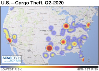Cargo theft recording firm SensiGuard saw a significant year-over-year increase in theft activity in the second quarter.