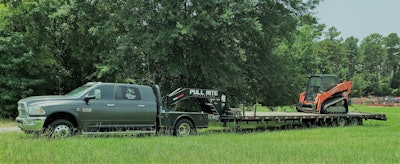 Tradeoffs for the sake of in-cab comfort | Terra’s 2015 Ram is a Mega Cab model, meaning “it’s got six-eight inches more cab room” he says. Thus the 7-foot flatbed he put on the chassis is a bit shorter than he might otherwise have, an occasionally limiting factor when it comes loads he might pull without the Pull Rite trailer.