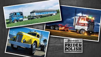 Finalists in the Antique category are: Ben Cadle’s 1982 Freightliner FLT10464T (top left), C.J. Donovan’s 1984 Peterbilt 362 (top right), and Armin McKee’s 1948 GMC AD 950.