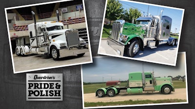 Finalists in the Working Bobtail, 2014-2021 category are: Robert Hallahan’s 2019 Kenworth W900L (top left), Kris Keel’s 2019 Peterbilt 389 (top right), and Christopher Kulow’s 2020 Peterbilt 389.