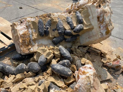 Border Patrol agents found 229 packages of narcotics inside boulders on a shipment at the Tecate, California, cargo crossing.