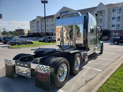 Among custom touches on the truck are the headache rack and half-fenders.