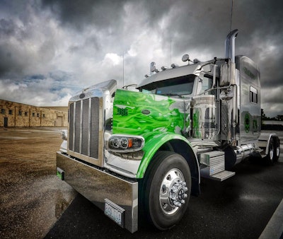 Kris and Casey Keel drove “Pit Bull,” this 2019 Peterbilt 389, as a team up until early September when they retired it in favor of a new truck. (Photo by Bob Sarrasin)