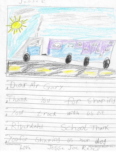 letter and drawing from kid to Gary Buchs