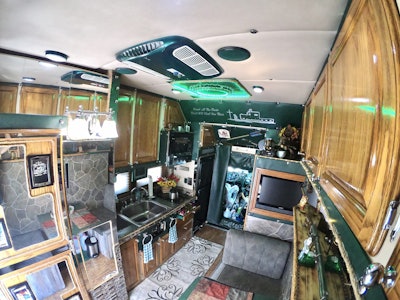 The Snows completely renovated the 140-inch sleeper they bought in a salvage yard in 2011. While on the road, they kept building materials in a shop room on the front of their trailer and worked on the sleeper when they had free time.