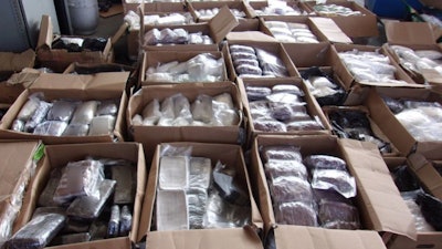 Border Patrol agents seized more than 3,100 pounds of meth and other illegal narcotics from a truck at the Otay Mesa border crossing in California.