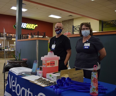 Mike Leithren and Jana Napier-Cline of Carilion Clinic’s freestanding urgent-care facility at White’s Travel Center hand out masks and information on free flu shots available there in Raphine, Virginia. Health service at truck stops has been yet another area highlighted this year as over-the-road drivers needed testing for COVID-19. At the same time, “It’s been a double-edged sword,” said Lisa Mullings, president of the truck stop trade group NATSO, whose members are worried in some measure about attracting infectious patrons. “How are they keeping their healthy population separate?” Owners “want to keep employees healthy, but [also] serve the driver.” Long term, she believes health care accessibility will increase in stops. Follow this link to our related report from September about telehealth options.