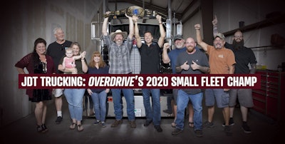 JDT Trucking received an oversized trophy belt after winning the small-fleet title. Click/tap through the image for a larger view.