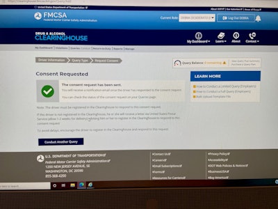 Confirmation page for consent requested