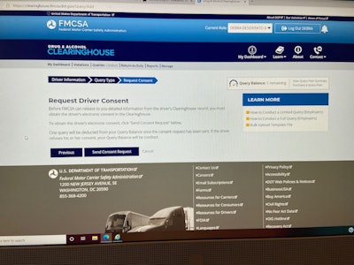 Request driver consent page